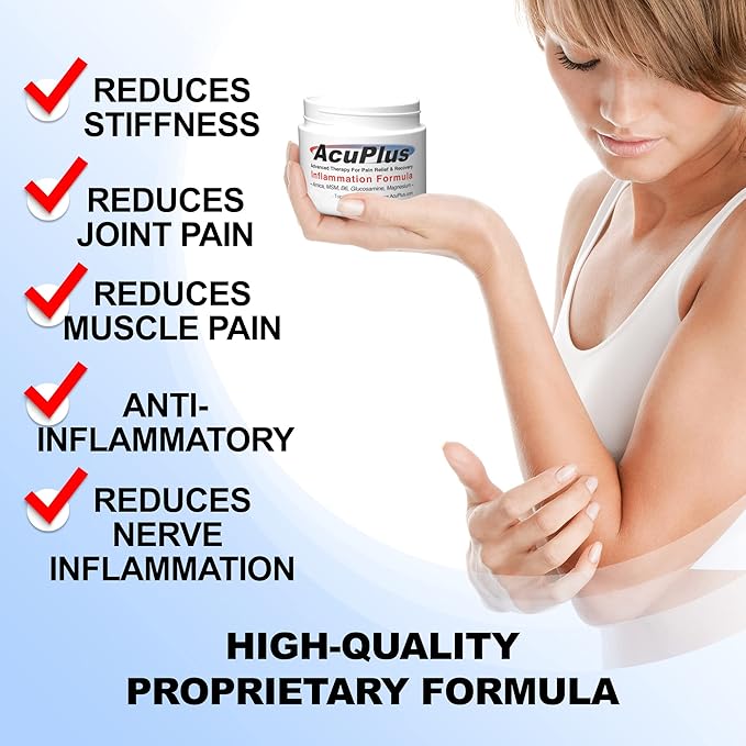 AcuPlus - Advanced Pain Relief Topical Anti Inflammatory Cream to Soothe Muscle & Joint Pain - Arthritis, Bursitis, & Tendonitis - Fast-Acting Formula with Natural Ingredients - 4 oz.