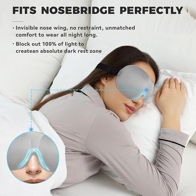 4 Pack Sleep Mask for Women and Men Adjustable Blackout 3D Eye Masks for Sleep, Blindfold with Storage Bag and Earplug for Travel Nap and Night (Black, Purple, Blue, Pink)
