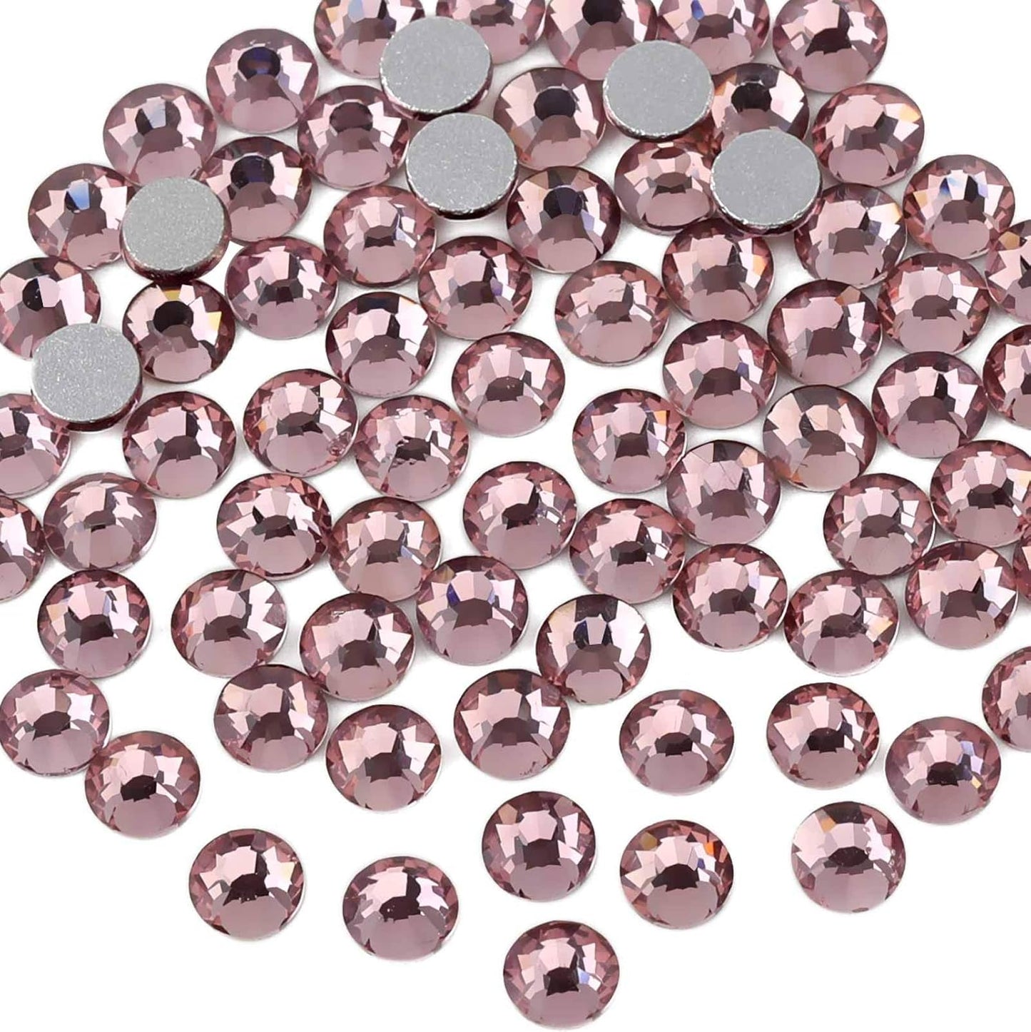 beadsland Flat Back Crystal Rhinestones Round Gems for Nail Art and Craft Glue Fix,Light Purple (2.7-2.8mm) SS10/1440pcs