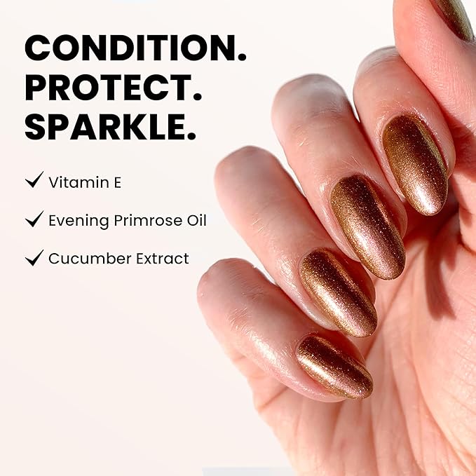 LONDONTOWN Shimmer Nail Highlighter - Multi-Dimensional Iridescent Finish Nail Polish Treatment, Vegan Cruelty Free, Shimmery Copper Rose Gold, Molten - .40fl oz (Pack of 2)