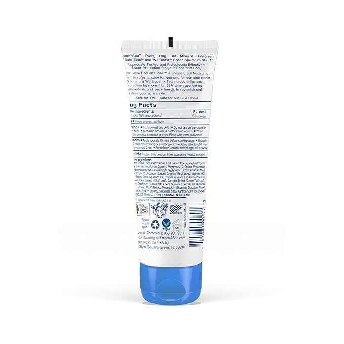 SPF 45 Every Day Tint Mineral Sunscreen | 2.5 Fl Oz Biodegradable, Paraben Free & Reef Safe | Non-Greasy Tinted Sunscreen For Face & Body Protection Against UVA & UVB