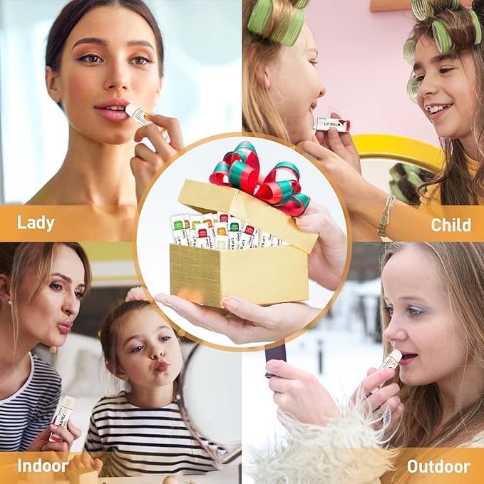 DMSKY Natural Lip Balm Bulk 36 Pack, Moisturizing Lip Balm with Vitamin E and Coconut Oil, Lip Care Product for Chapped Lips-12 Flavors