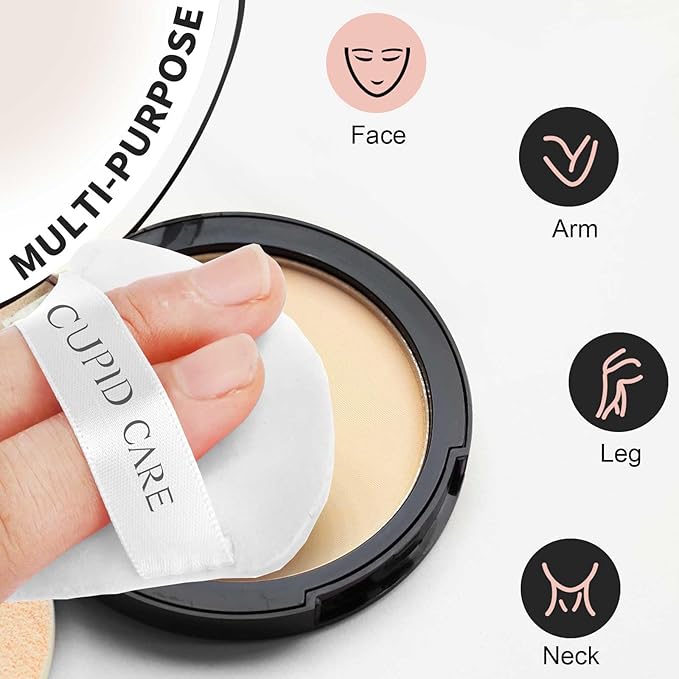 6 Pcs Powder Puff With 2 Travel Cases, Setting Puffs for Face and Foundation, Velour Makeup for Loose Body Powder, Skin-Friendly Beauty Tools - White/Red