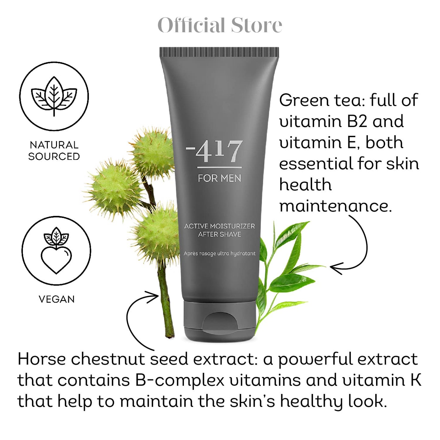 '-417 Dead Sea Cosmetics Active Vegan After Shave For Men - Soothes, Moisturizes While Protecting Skin From Cuts and Nicks 3.38 oz.