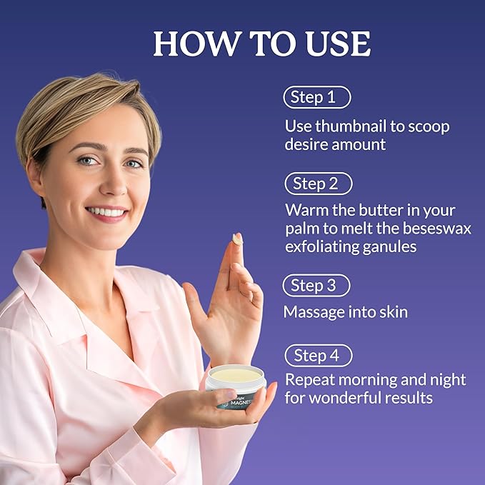 Magnesium Body Butter – New Improved Formula, Quick Ease for Tensed Legs, Tight Muscles & Sleep, Organic Ingredients with Pure Magnesium Oil, Topical Cream, 8oz