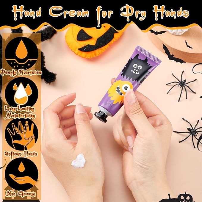 48 Pack Halloween Hand Cream Gift Sets for Women Ghost Mini Hand Lotion Bulk Travel Size Moisturizing Cream Halloween Party Favors Gifts for Stocking Stuffers 6 Natural Plant Fragrances