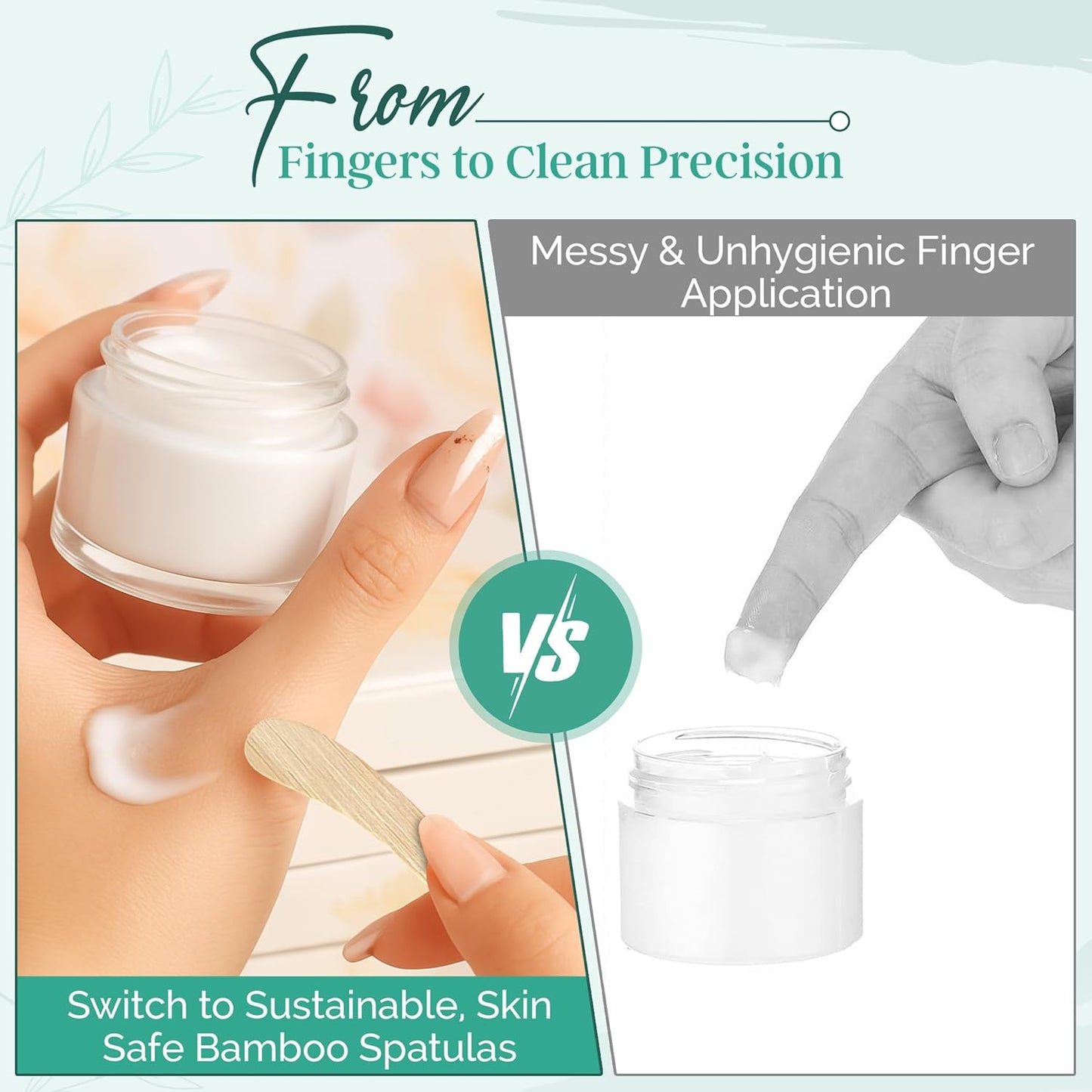 Bamboo 50-pack Cosmetic Facial Makeup Spoon Spatula Mini Makeup Spatula, Biodegradable Compostable Cosmetic Cream Spatulas Spoon, Skincare Scoop Applicator Facial Massage Beauty BPA FREE (Standard)