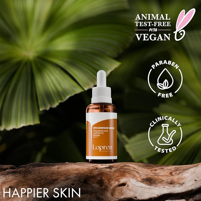 Caffeine Eye Serum for Dark Circles and Puffiness, Under Eye Treatment with Hyaluronic Acid, Peptides & Amino Acids, Fragrance-Free, Paraben-Free, Lightweight Formula, 1 Fl Oz