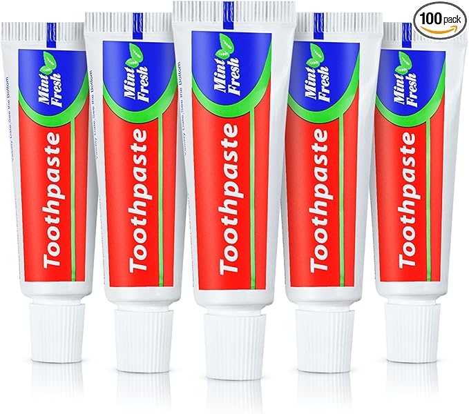 100 Tubes Bulk Travel Size Toothpaste,Miniature 0.88oz(25g) Small Toothpaste Travel Size Bulk 1.3x3.93 inches Peppermint Mini Disposable Toothpaste for Hotel,Guests,Homeless,Charity