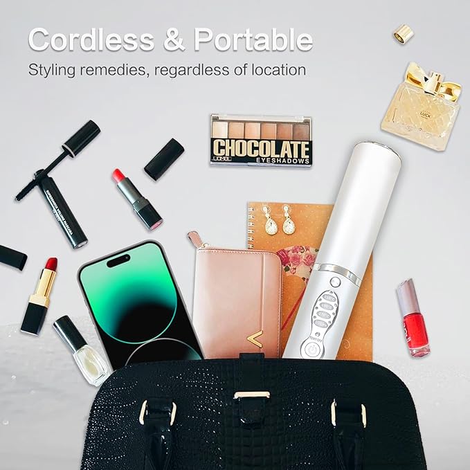 Cordless Hair Straighteners 5000 mAh Long Range Titanium Portable Flat Iron Wireless Mini Hair Straightener 2 in 1 for Straightening and Curling Travel Straightener max. 210℃/410℉ Heats Up in Seconds