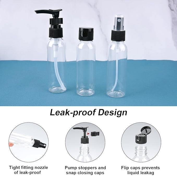 Cosywell Travel Size Bottles for Toiletries 13 Pack 2oz TSA Approved Toiletry Bottles Leak Proof Travel Kit for Women Men TSA Clear Toiletry Bag Shampoo Lotion Skincare Cosmetic Container