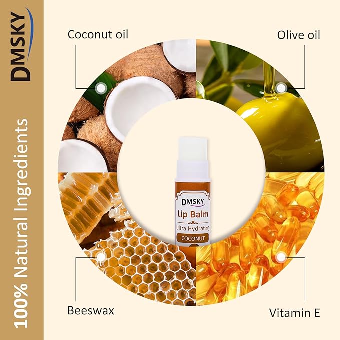 DMSKY Lip Balm 240 Pack, Lip Balm Bulk with Vitamin E and Coconut Oil, Moisturizing Lip Balm for Dry Cracked Lips-15 Flavors