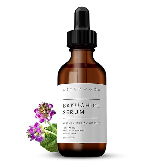 Asterwood Bakuchiol Serum for Face - Retinol Alternative - Plumping, Anti-Aging, Wrinkle Reducing - Fragrance-Free - 2 Fl Oz