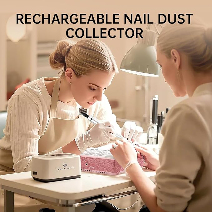 Cordless Nail Dust Collector,Brushless Turbo Fan Dust Collector Nail Tech 30pcs Cotton Filter,Rechargeable Dust Suction Machine for Acrylic Gel Polish Manicure at Salon&Home
