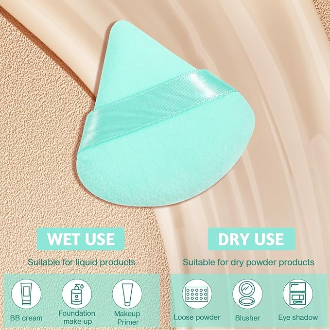 6 Pieces Triangle Powder Puff Soft Makeup Sponge Make Puff for Face Powder Cosmetic Foundation Sponge Makeup Tool