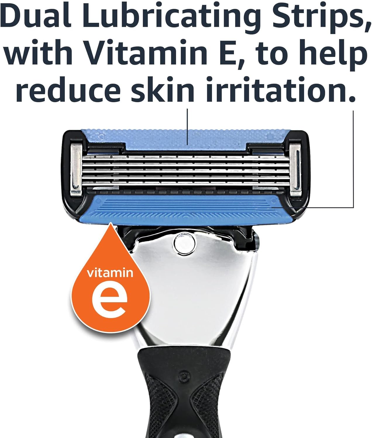 Amazon Basics 5-Blade Razor Refills for Men with Dual Lubrication, Precision Beard Trimmer, Comfortable Shave, 12-Pack (Fits Amazon Basics Razor Handles only)