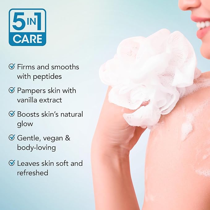 Botanic Hearth Vanilla & Peptides Body Wash – Hydrating Shower Gel with 5 in 1 Care, Sulphate & Paraben Free, Gentle Daily Cleanser for All Skin Types, 16 fl oz