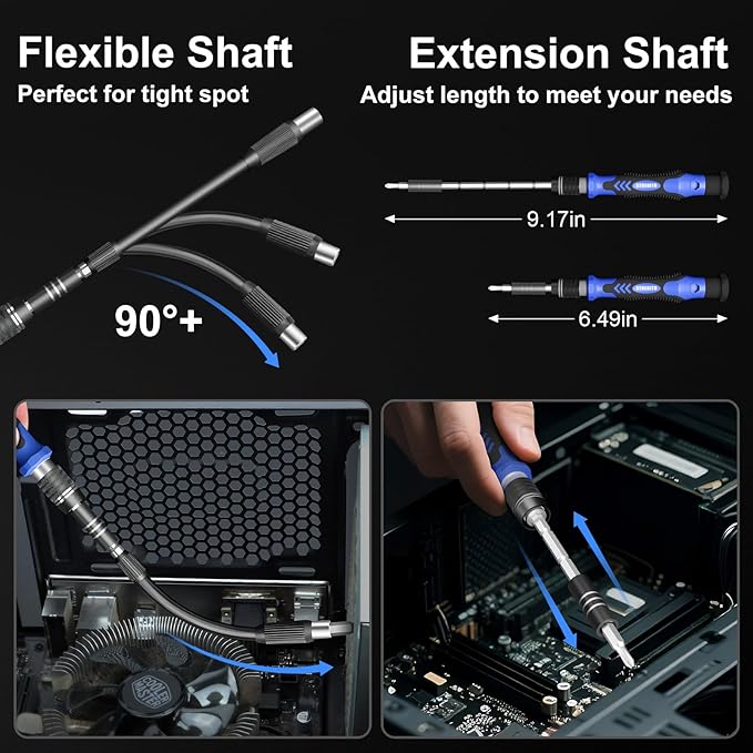 STREBITO Mini Electric Screwdriver, 144-Piece Electric Precision Screwdriver Set Small Power Screwdriver Cordless Rechargeable, Electronic Repair Tool Kit for PC, Computer, Laptop, Phone, RC Drone
