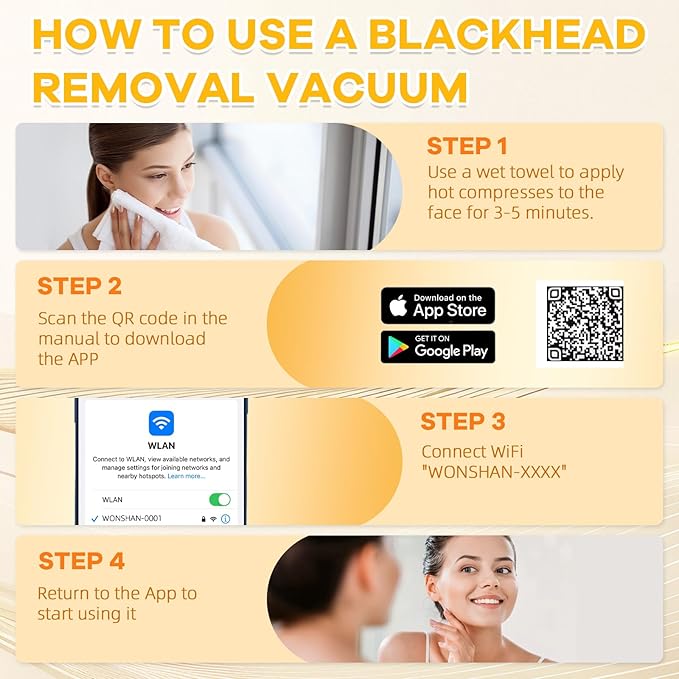 2025 Pore Vacuum with Camerafor, USB Rechargeable Blackhead Remover Vacuum,3 Levels Adjustable Pore Vacuum Blackhead Remover, 6 Suction Heads,Face Vacuum Pore Cleanser for Women & Men