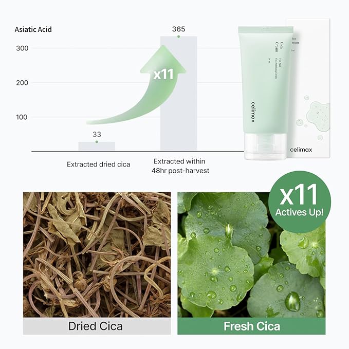 celimax The Real Cica Soothing Cream | with Fresh Cica Extract, Oil Free, Hydrating, Moisturizing, Calming, Dry Oily Combination Sensitive Skin, Korean Skincare, Lightweight Gel Cream, 50ml