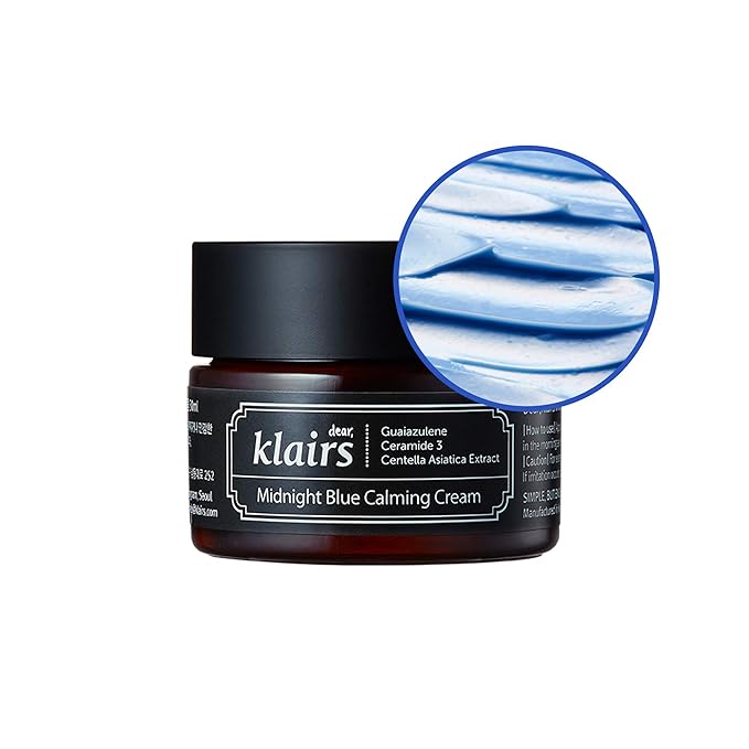 DearKlairs Midnight Blue Calming Cream – Soothing Face Moisturizer for Oily & Sensitive Skin, Redness Relief & Hydrating, Lightweight Texture, 1.01 Fl Oz
