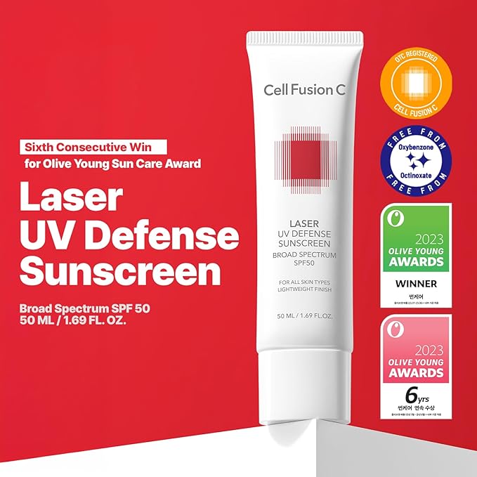 Cell Fusion C Laser UV Defense Face Sunscreen SPF 50, No White Cast and Soft Matt Finish, PDRN & 6 Ceramides Broad Spectrum Korean Sunscreen for Face, 50ml / 1.69 fl.oz