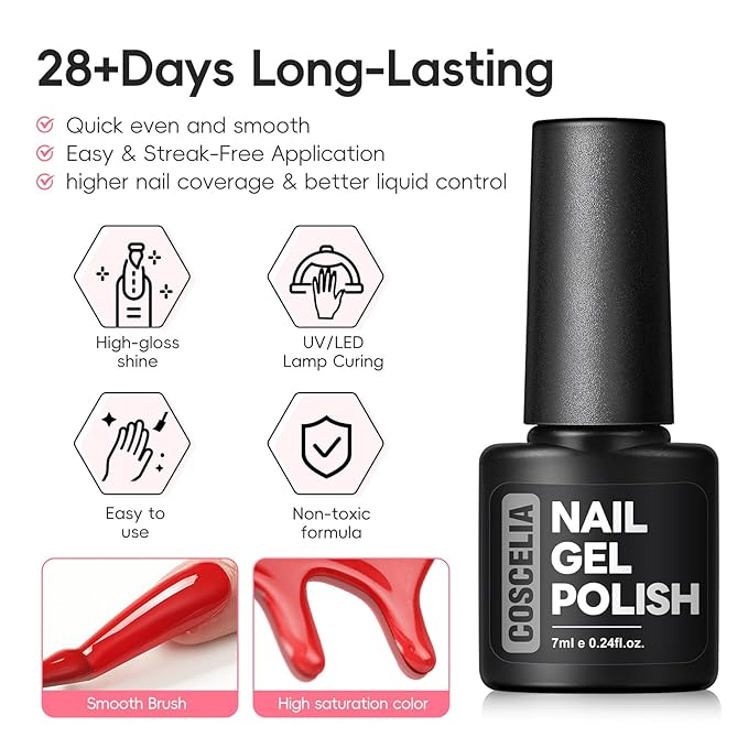 60PCS Summer Gel Nail Polish Starter Kit, 7ml 55 colors gel polish with 5pcs Top Base Coat Pink White Red Nude Green Blue Glitter Colors Nail Polish Set Manicure Nail Art Kit DIY Gifts for Women