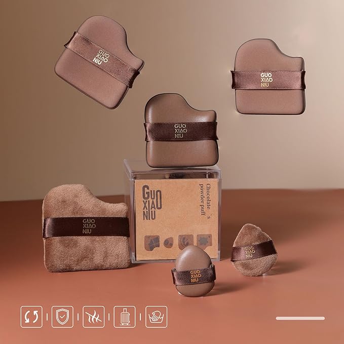 6Pcs Makeup Powder Puffs Set with Cases, Velour/Leather/Air Cushion Makeup Puff, Reusable & Washable, Ideal For Foundation, powder cream, Setting, concealer, Wet Dry Makeup tools (1Box)