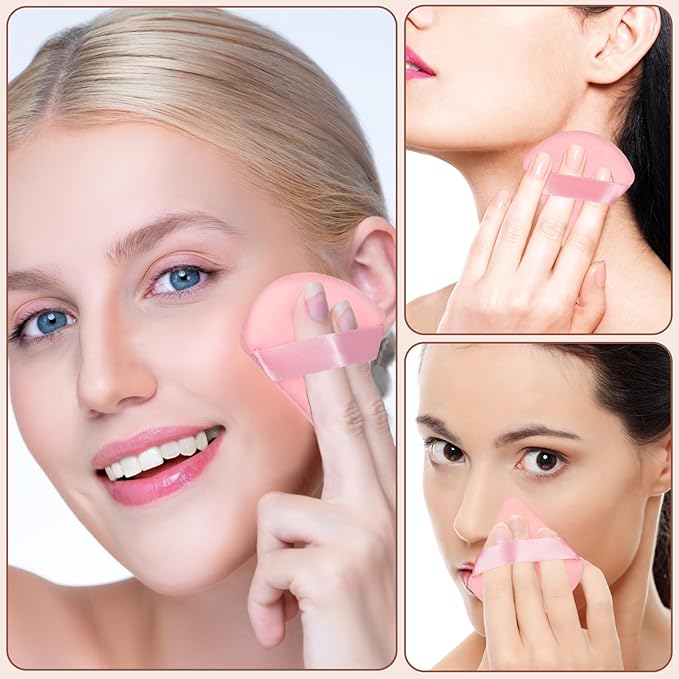 Colovis 48 PCS Powder Puff, Face Soft Makeup Sponge, Velour Triangle Powder Puff for Foundation, Makeup Puff Setting Makeup for Loose Powder, Beauty Tools(Pink)