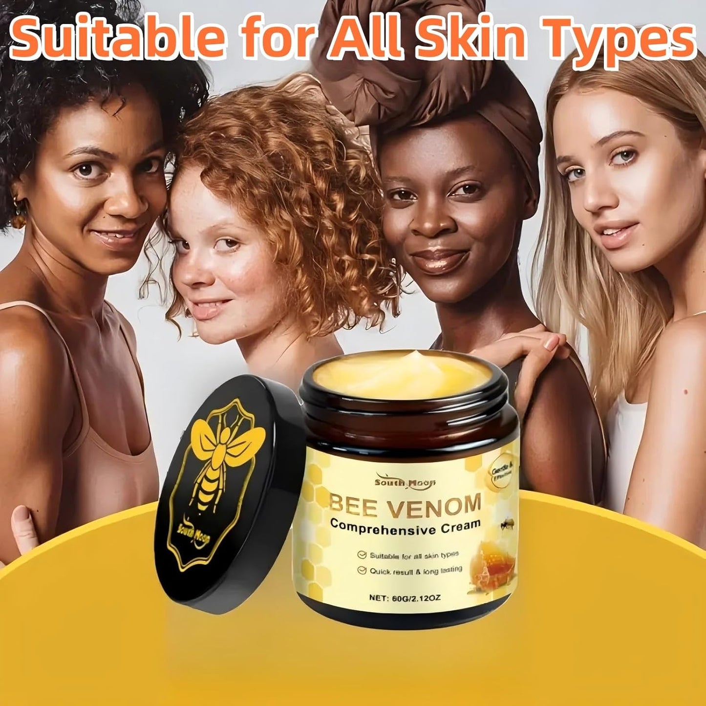 2PCS Bee Venom Skin Treatment Cream, 2025 Bee Venom Comprehensive Cream for All Skin Types, Skincare Treatment Creams, Visibly reduces blemishes