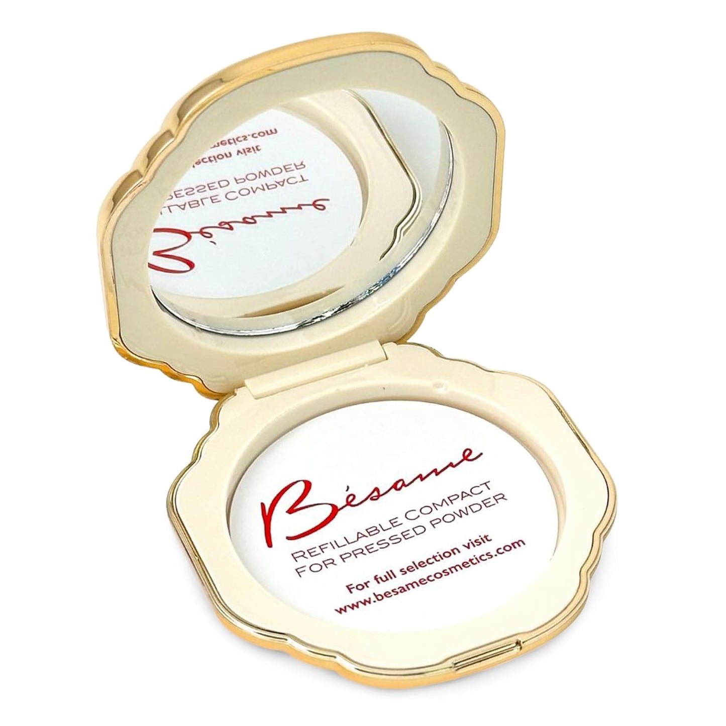 Besame Refillable Pressed Powder Compact | 1930s Art Deco Design | Makeup Case with Mirror & Magnetic Closure | Compatible with Besame Blush, Eyeshadow & Setting Powder Refill | Cosmetics Not Included