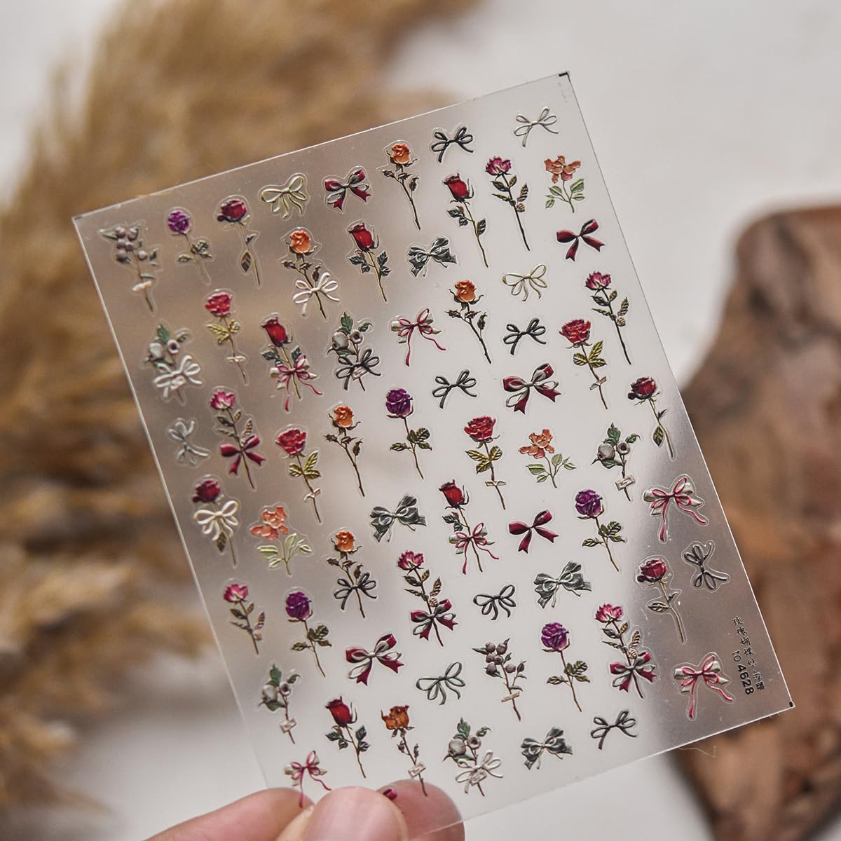 5D Embossed Rose Nail Stickers Flower Nail Art Floral Nail Decals Cute Stickers for Nails Designs Self Adhesive Nail Art Supplies & Decorations for Women Girls 1 Sheet