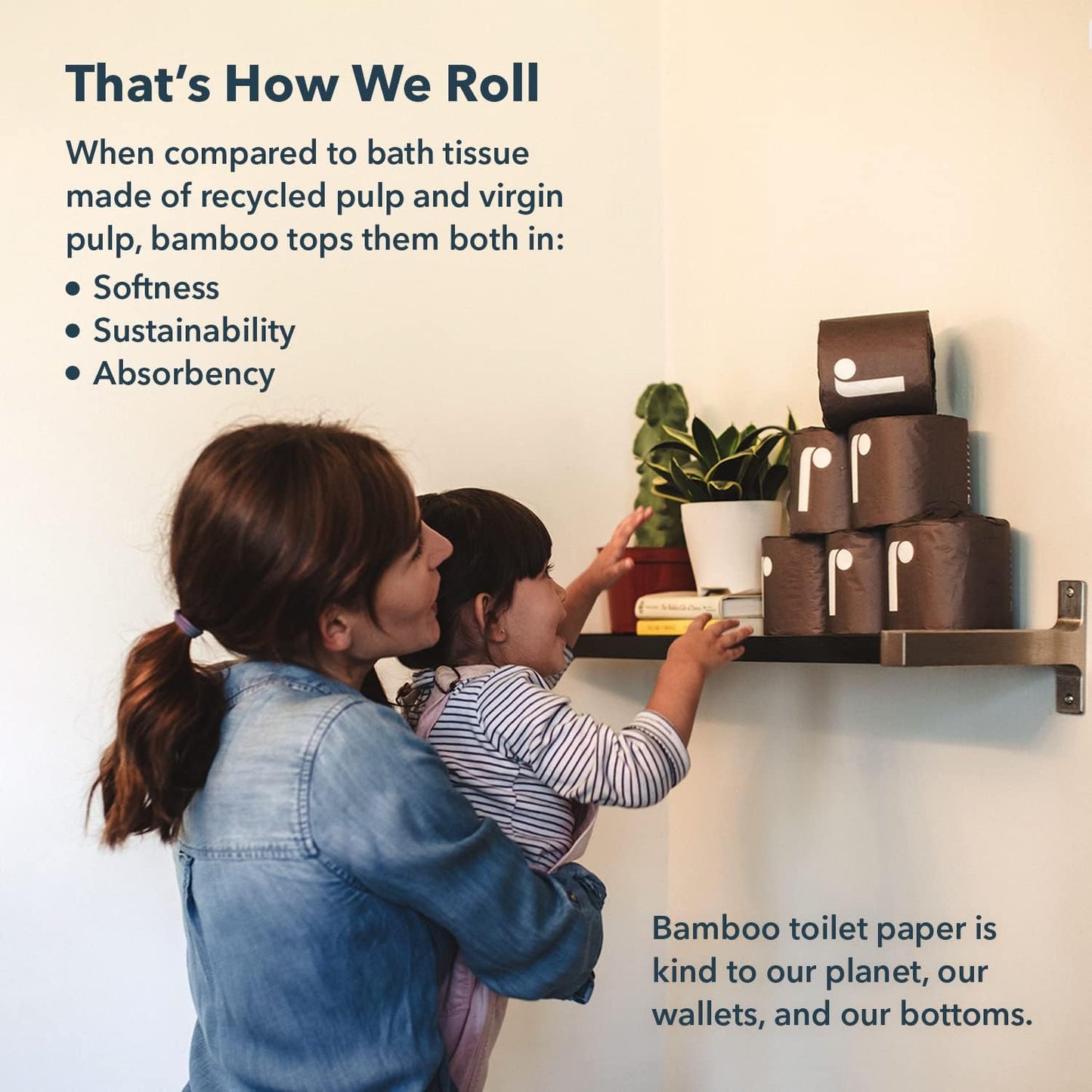 Bulk Reel Premium Toilet Paper - 2 Pack - 48 Rolls of Toilet Paper - 3-Ply Made From Tree-Free - Zero Plastic Packaging