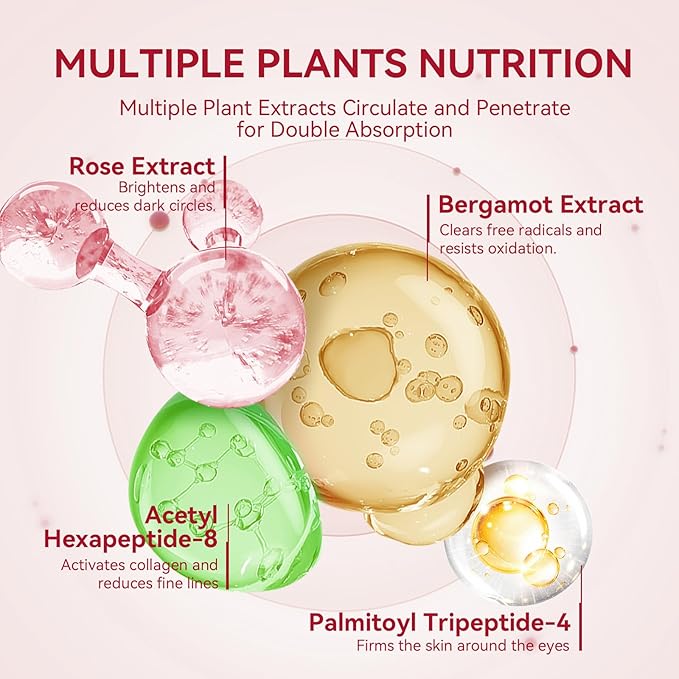 BREYLEE Rose Eye Mask– 60 Pcs, Under Eye Patches, Patches For Puffy Eyes,Hydrates, Improves And Firms The Eye Area, Suitable For Both Women And Men.