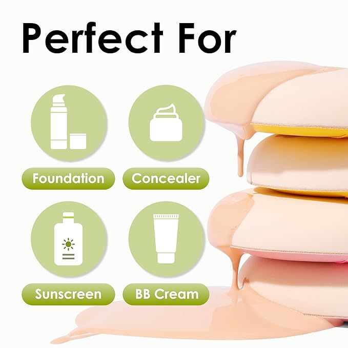 5Pcs Makeup Sponge For Foundation Concealer And Powder, Latex Free Blender Sponge For Natural And Easy Makeup Soft Long-lasting And Beginner-friendly, Green, Medium