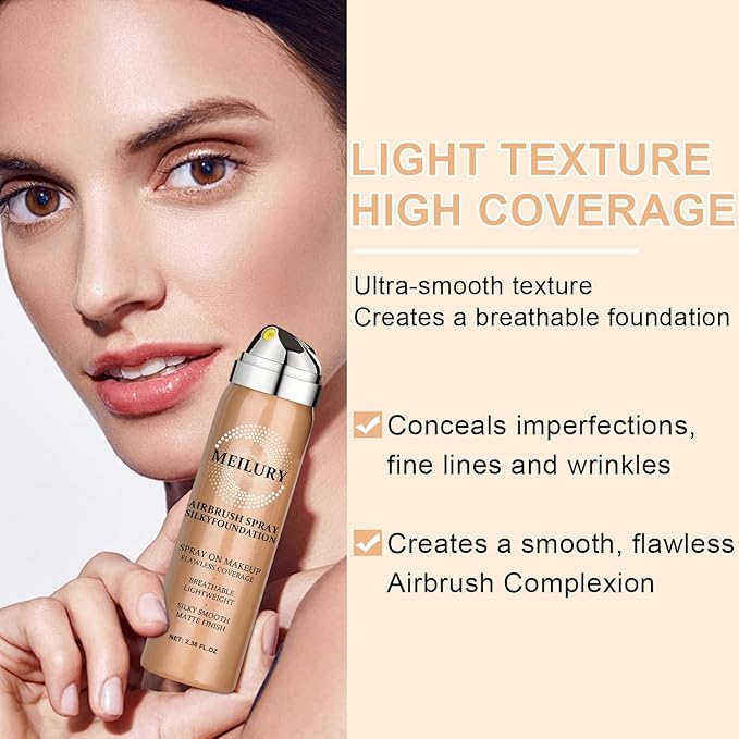 AirBrush Foundation Spray Set, Spray Foundation Makeup and Hydrating Face Air Primer Kit, Longwear Waterproof Liquid Matte Foundation Mist for Flawless Look (03 Nude)