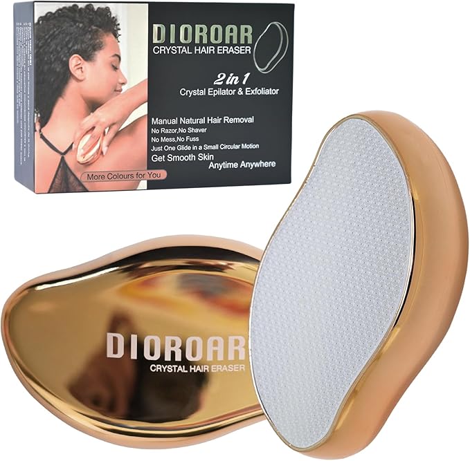 Crystal Hair Eraser,Upgrade Crystal Hair Remover,Physical Nano Glass Hair Removal Device,Painless Epilator and Exfoliator Without Shaver for Quick Soft Silky Skin(Golden)