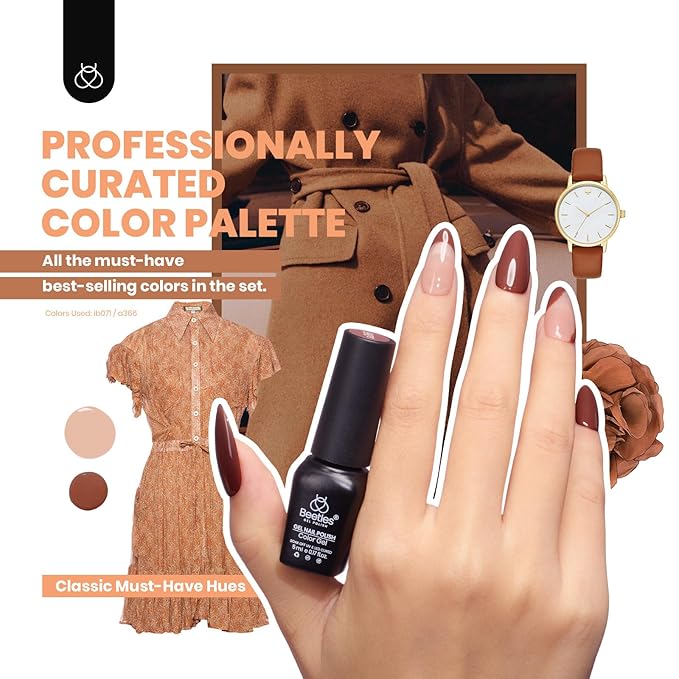 beetles Gel Polish 44pcs Fall Gel Nail Polish Set 36 Colors Brown Burgundy Red Blue Purple Orange Green Black Nude White with Base Coat Glossy Matte Glitter Top Coat Gifts for Women Colorful Muse