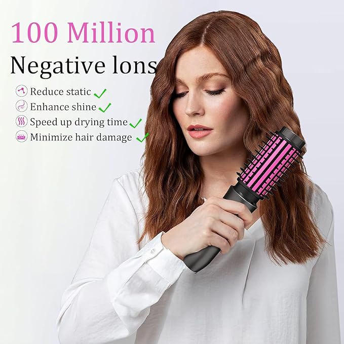 Cordless Curling Iron, Portable Hair Straightening, Cordless Hair Curler Anti-Frizz with Negative Ions, 3-in-1 Crimper Hair Tool, Rechargeable Wave Curling Wand - Rose Grey