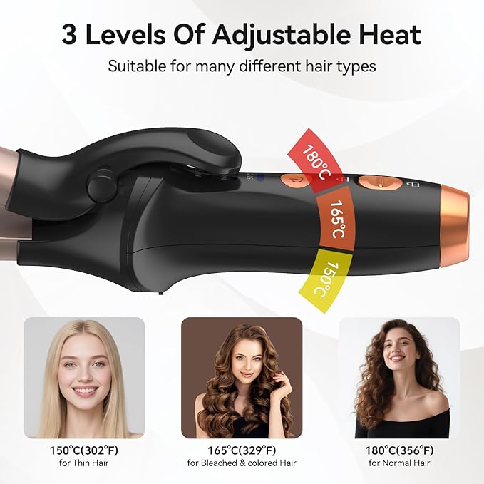 Cordless Curling Iron Hair Curler: Mini USB Rechargeable 4000 mAh 3 Temp Setting Travel Portable Hair Curler with 200 Million Negative Ion Cordless Curling Iron