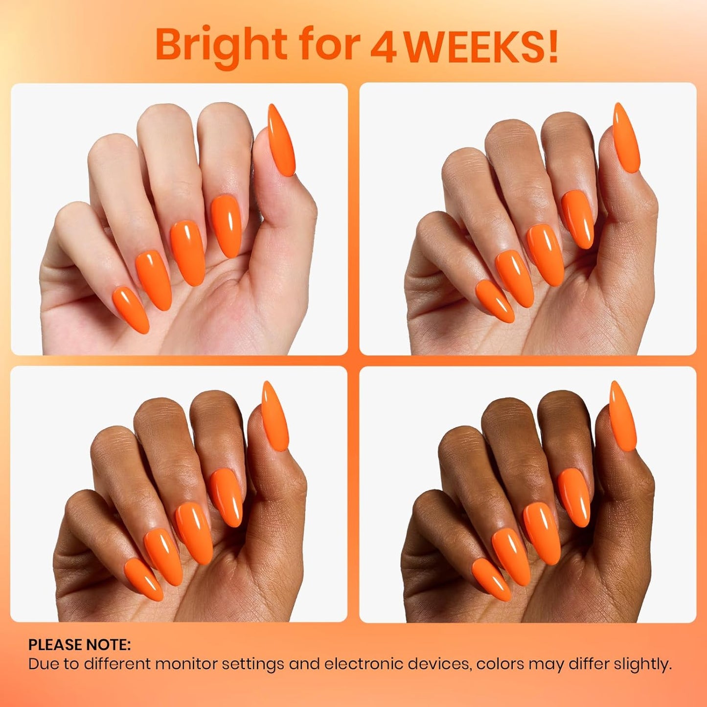 beetles Gel Polish Halloween Orange Gel Nail Polish UV Soak Off Long-Lasting High Gloss Orange Nail Polish Gel for Salon DIY Manicure Nail Lamp Nail Art Home