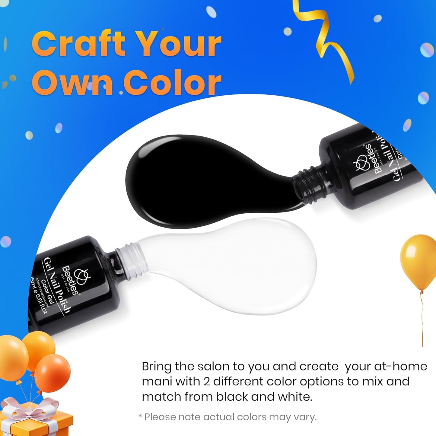 Beetles White Gel Nail Polish Black Gel Polish Kit 2 Pcs 15ml Black And White Polish French Nails Soak Off Led Nails Art Manicure Salon Diy at Home