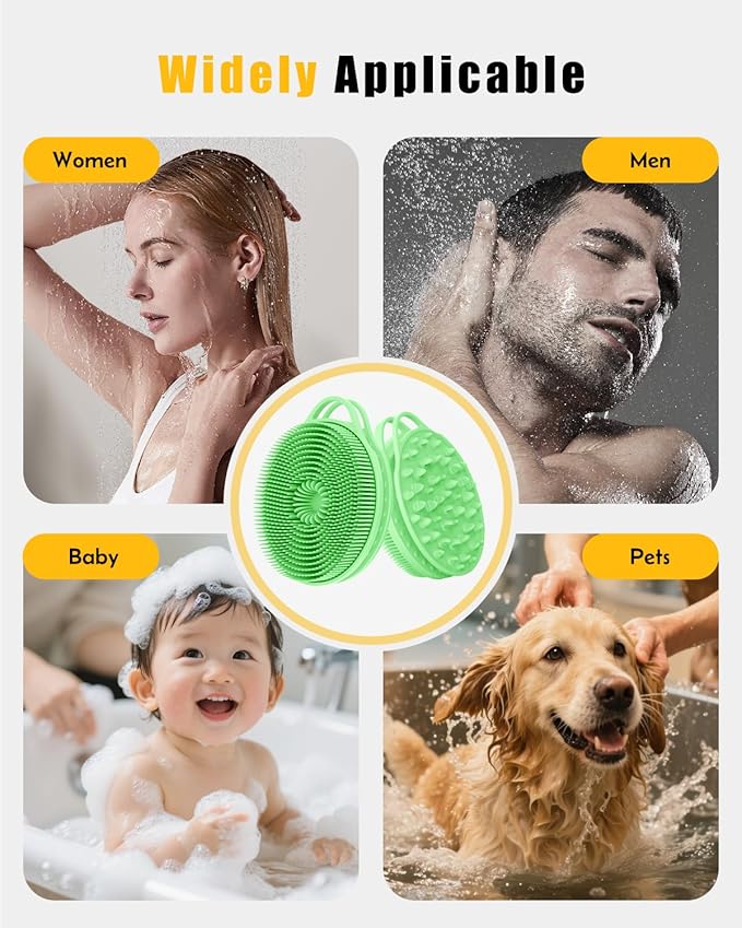 2 in 1 Silicone Body Scrubber, Anti Cellulite Massage Scrubber, Exfoliating Shower Brush for Men & Women, Removes Dead Skin, Reduces Cellulite, Improves Circulation, Fast Dry, Non Slip (1PC, Green)