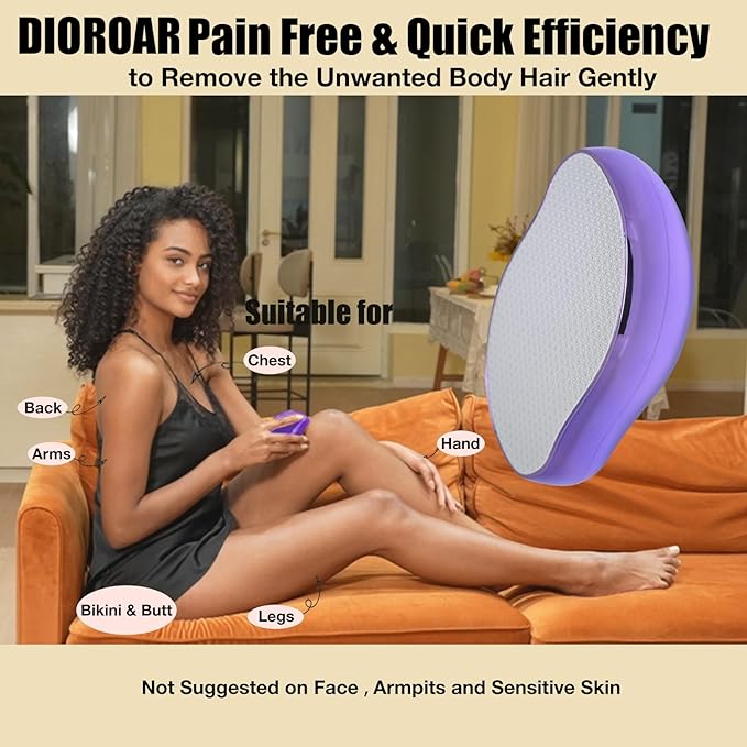 Crystal Hair Eraser,Upgrade Crystal Hair Remover,Physical Nano Glass Hair Removal Device,Painless Epilator and Exfoliator Without Shaver for Quick Soft Silky Skin(Violet)