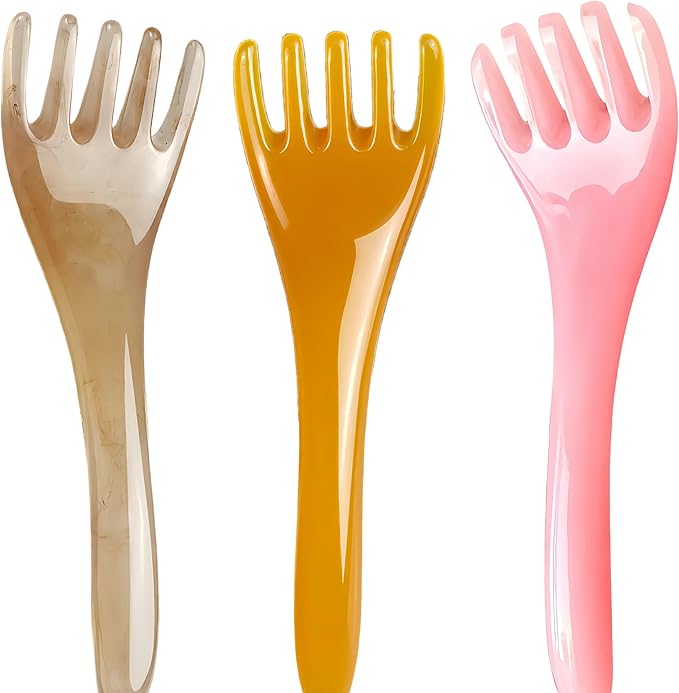 3 Pack Manual Head Massager for Scalp & Neck Relaxation - Resin Hair Massage Comb for Stress Relief, Lymphatic Massage, Handheld Ergonomic Scalp Comb by ENBRWAS