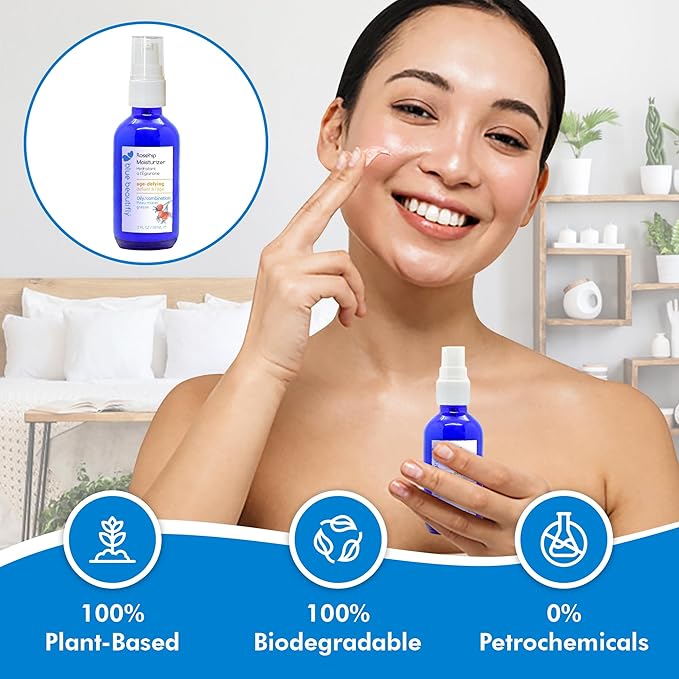 Blue Beautifly Rosehip Face Moisturizer - Restores Elasticity, Boosts Collagen, and Protects the Skin - Hyaluronic Acid Moisturizer Super-Charged with Ribose, and Marine Pine Bark Extract - 2 fl oz