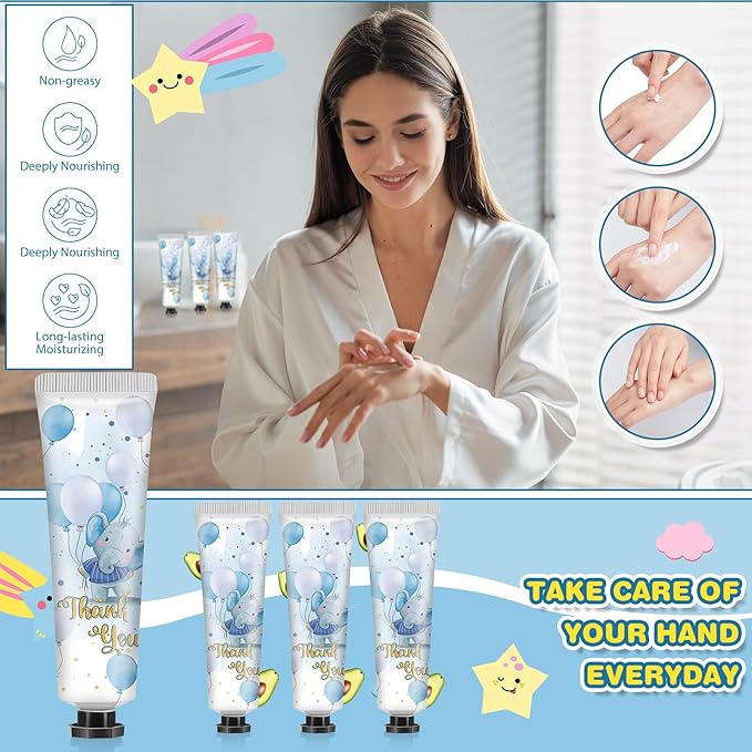 48 Sets Blue Elephant Hand Cream Gifts Bulk Baby Shower Hand Cream Travel Size Lotion Bulk Fall Thanksgiving Party Supplies Favors Birthday Wedding for Guest