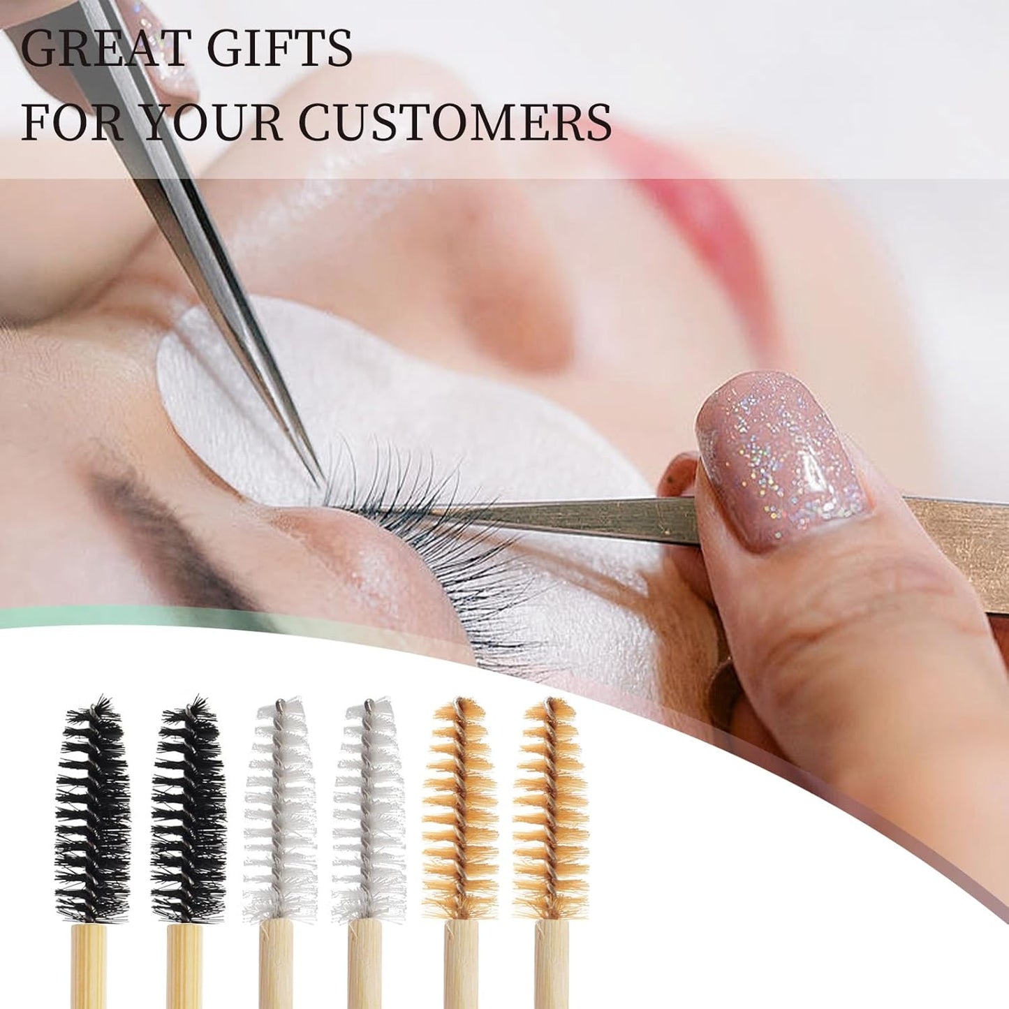 300PCS Disposable Mascara Wands Spoolie Brush Crystal Eyebrow Brushes Eyelash Extension Applicator Makeup Kits Bamboo Mascara Brush