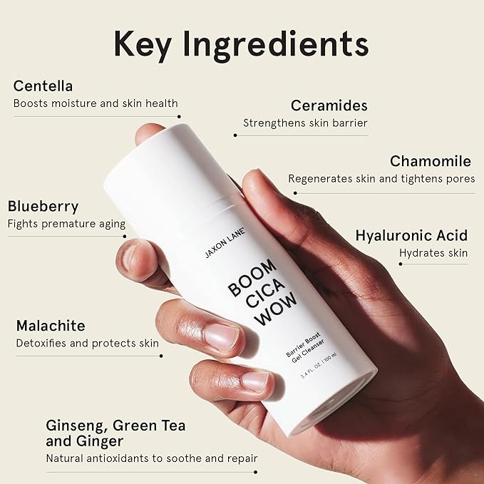 Centella Face Wash for Men Skin Care: BOOM CICA WOW Mens Face Wash Korean Barrier Boost Hydrating Gel Cleanser for Oily, Dry, Acne Prone Skin, Unisex Daily Facial Cleanser with Hyaluronic Acid, 4 Pack