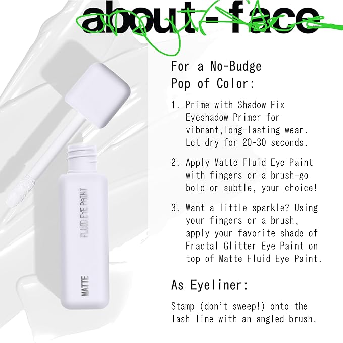 about-face Matte Fluid Eye Paint White Noise – High-Pigment Liquid Eyeshadow, Long-Lasting, No-Budge Matte Finish, Vegan & Cruelty-Free (White)